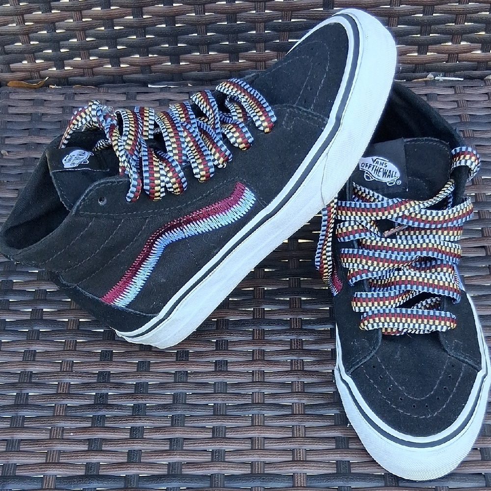 Vans Black High-Top Sneakers with Multicolor Laces